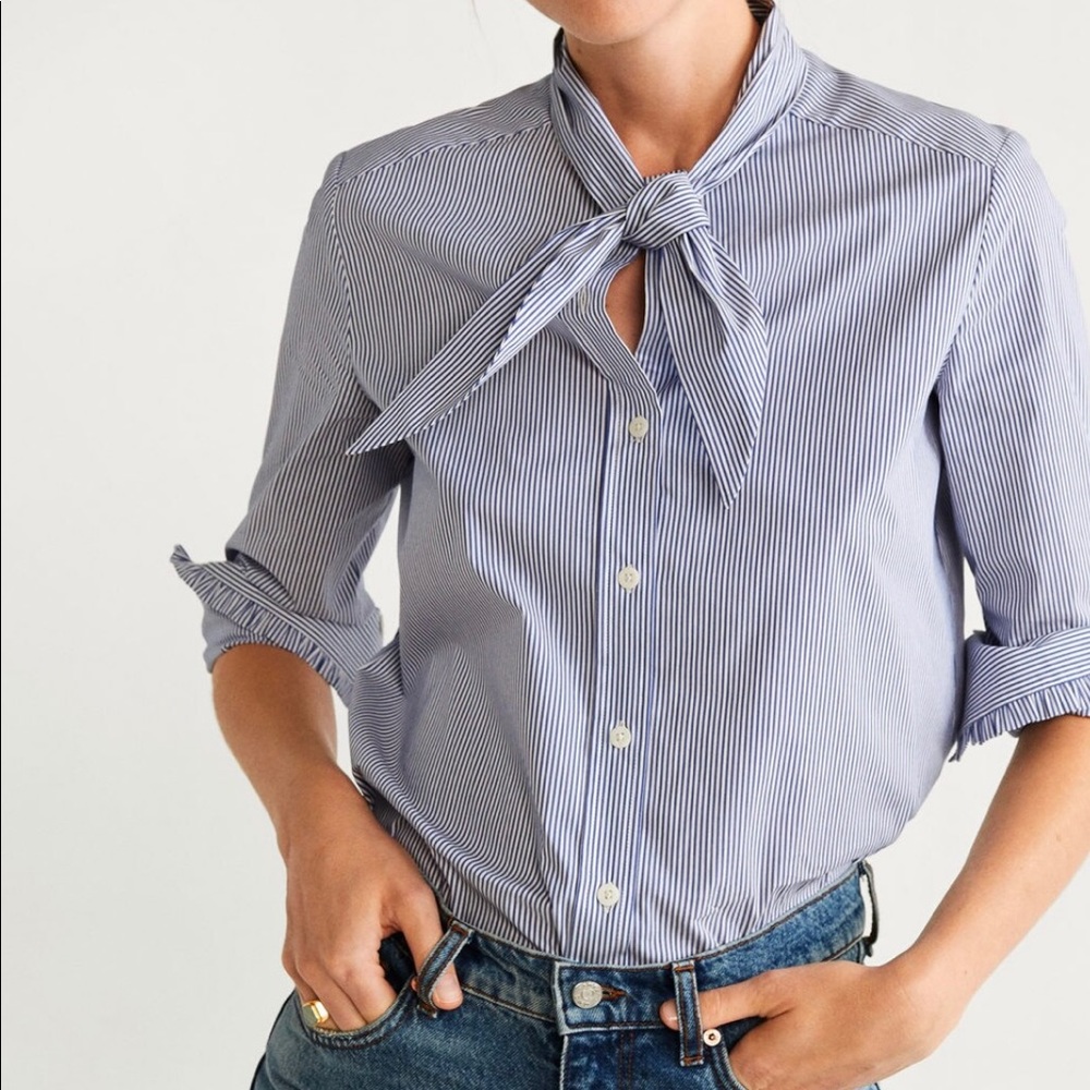 Mango blouse with bow tie size small
